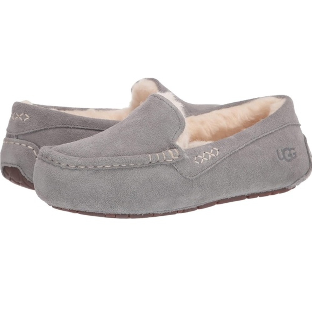 UGG‎ Gray Cream sheepskin Women's Slippers SZ 5 NWOT